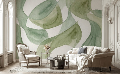 Shades Of Green Wallpaper Watercolor Abstract Wall Mural