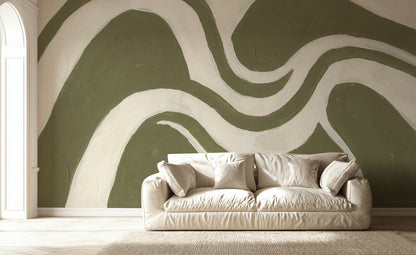 Muted Green Wallpaper Olive Modern Wall Decor