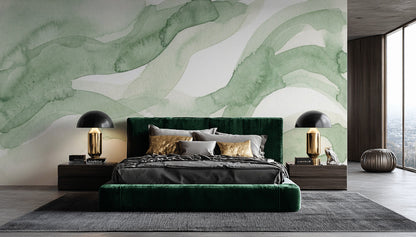 Shades Of Green Wallpaper Abstract Modern Wall Mural