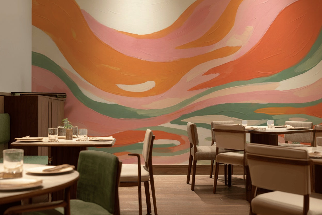 Abstract Wallpaper Wavy Vibrant Wall Decor