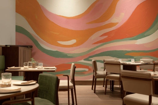Abstract Wallpaper Wavy Vibrant Wall Decor