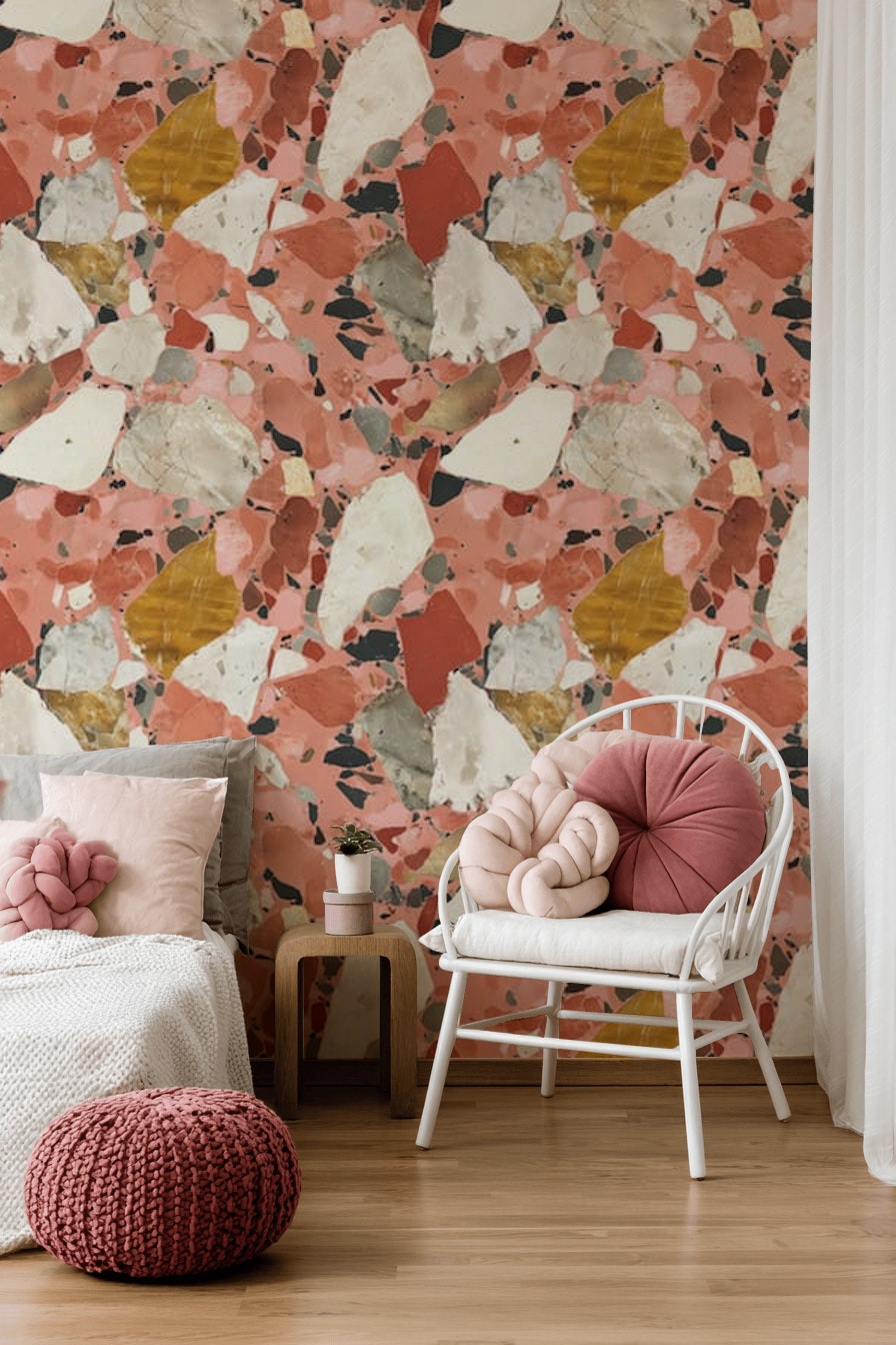 Abstract Pattern Wallpaper Terrazzo Pattern Removable Marble Texture Wall Art