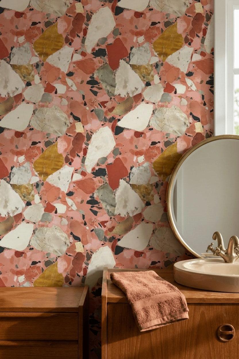 Abstract Pattern Wallpaper Terrazzo Pattern Removable Marble Texture Wall Art