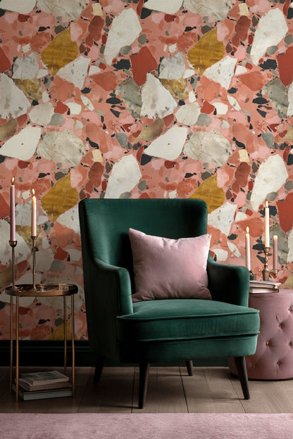 Abstract Pattern Wallpaper Terrazzo Pattern Removable Marble Texture Wall Art