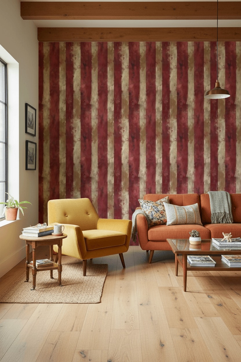 Vertical Stripes Wallpaper Distressed Texture Abstract Stripe Wallpaper Decorative Mural