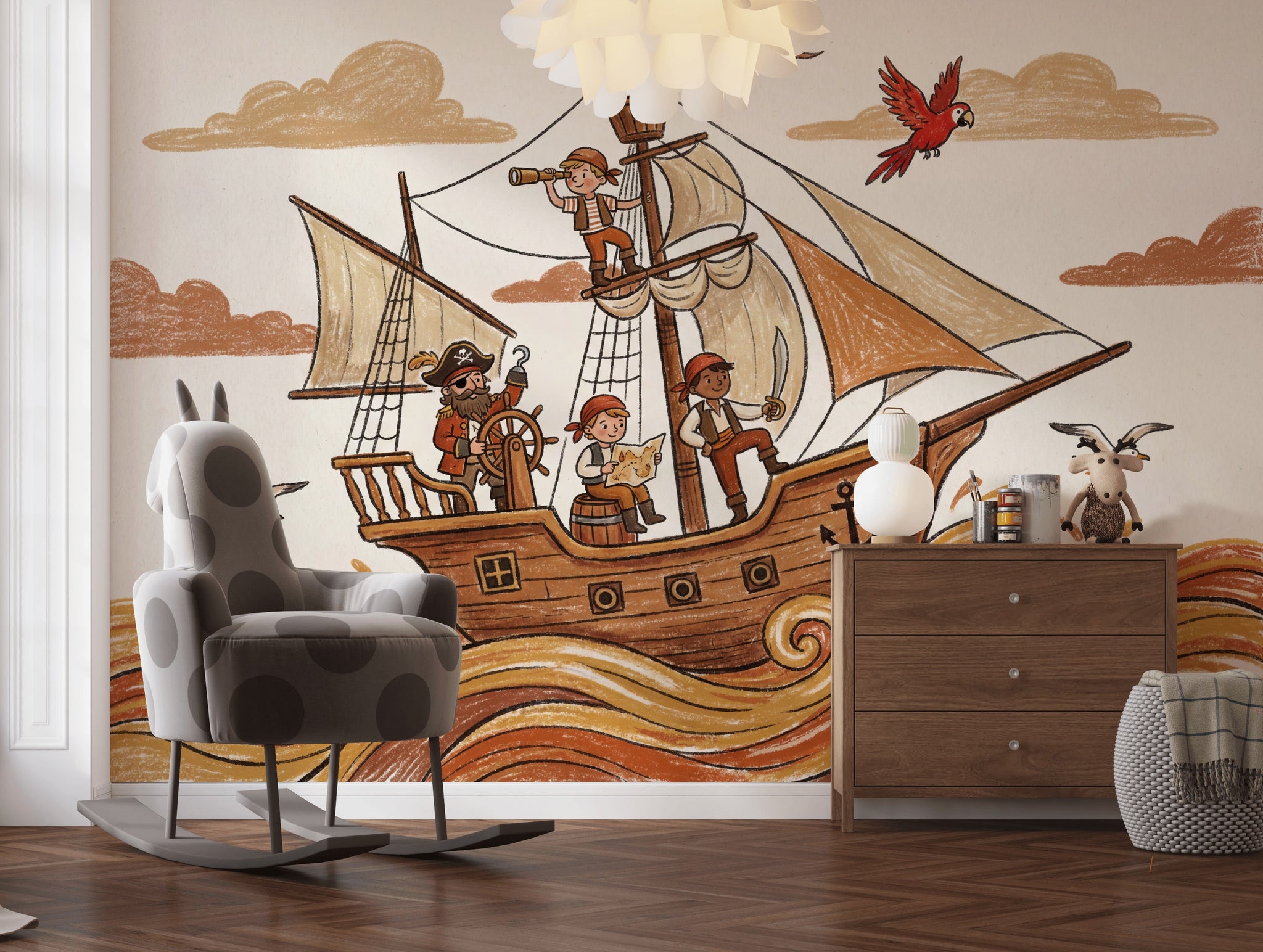 Pirate Ship Wallpaper Cartoon Nautical Wall Mural