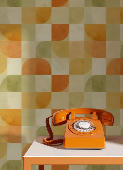 Mid-Century Modern Wallpaper Retro Removable Geometric Wall Art