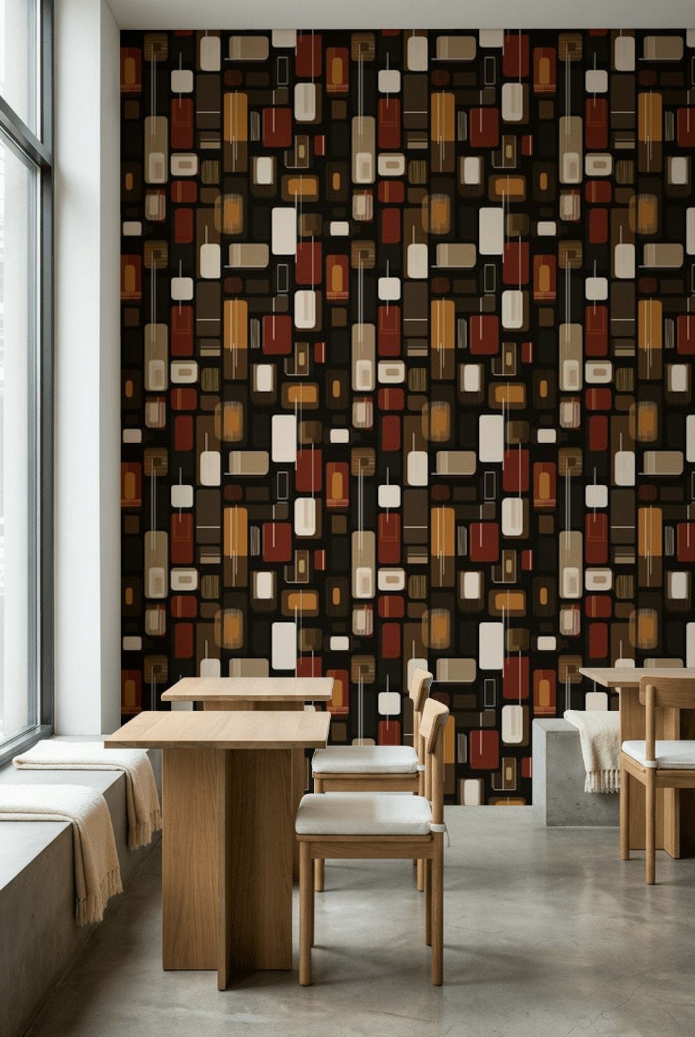 Mid Century Modern Wallpaper Retro Geometric Removable Wall Decor