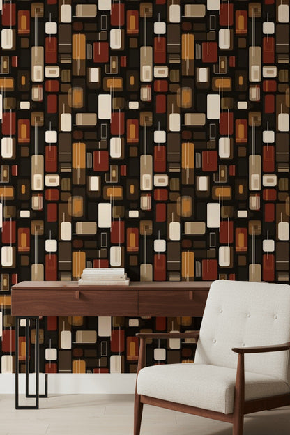 Mid Century Modern Wallpaper Retro Geometric Removable Wall Decor