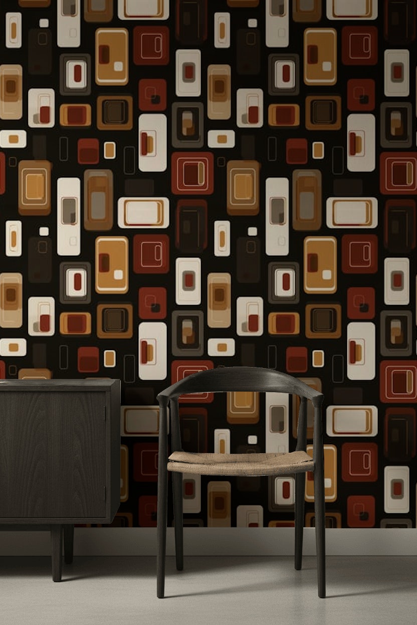 Mid Century Modern Wallpaper Retro Modern Removable Geometric Wall Art