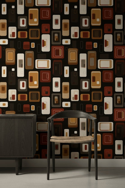Mid Century Modern Wallpaper Retro Modern Removable Geometric Wall Art