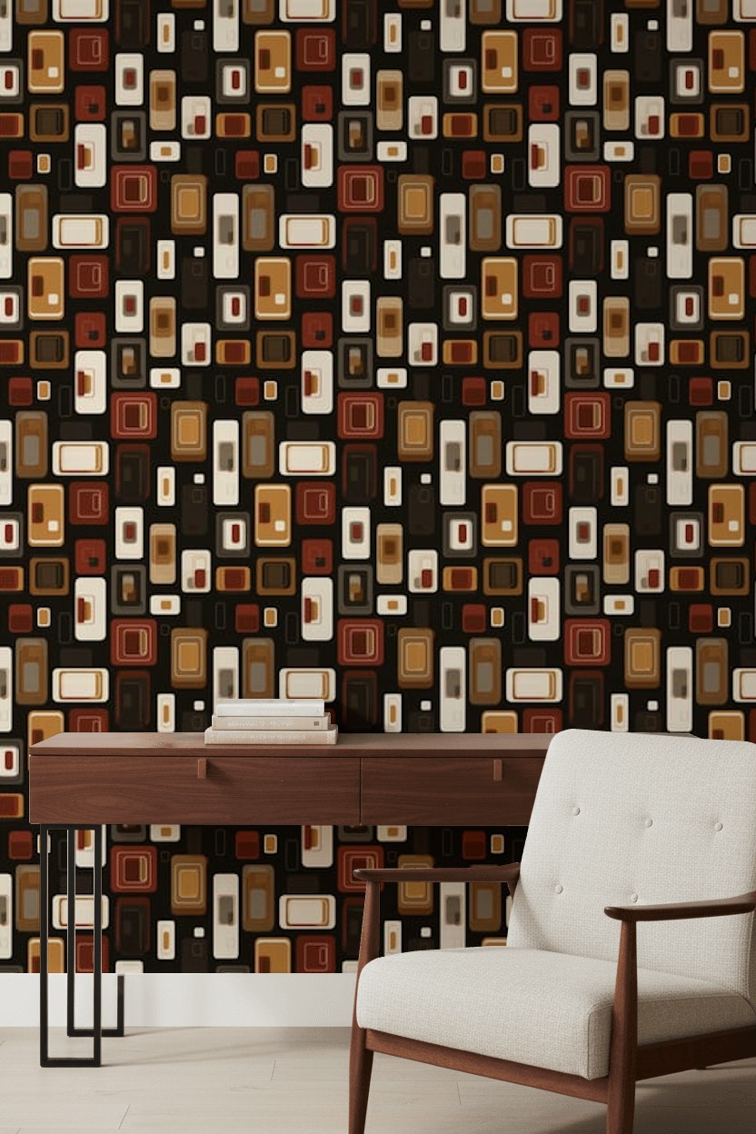 Mid Century Modern Wallpaper Retro Modern Removable Geometric Wall Art
