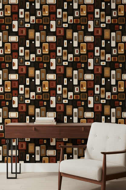 Mid Century Modern Wallpaper Retro Modern Removable Geometric Wall Art