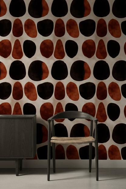 Abstract Wallpaper Organic Shapes Removable Terracotta Wall Art