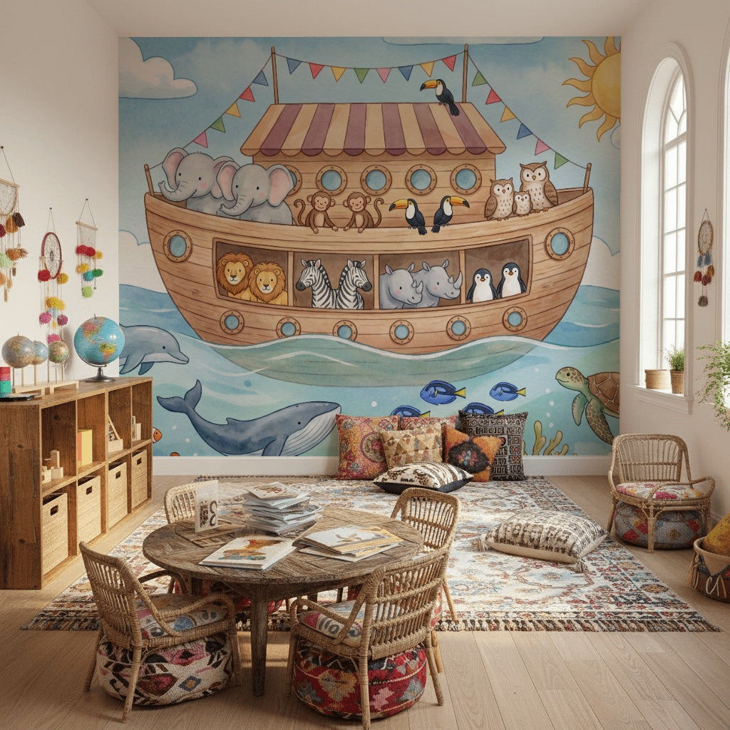 Ark Wallpaper Whimsical Cartoon Wall Mural