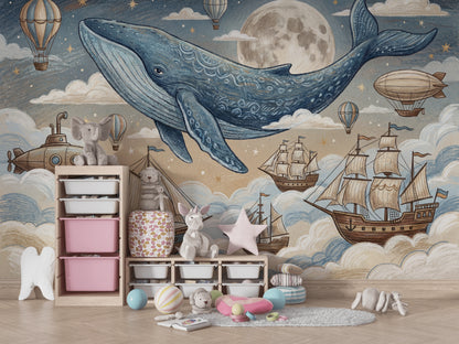 Whale Wallpaper Fantasy Nautical Wall Mural