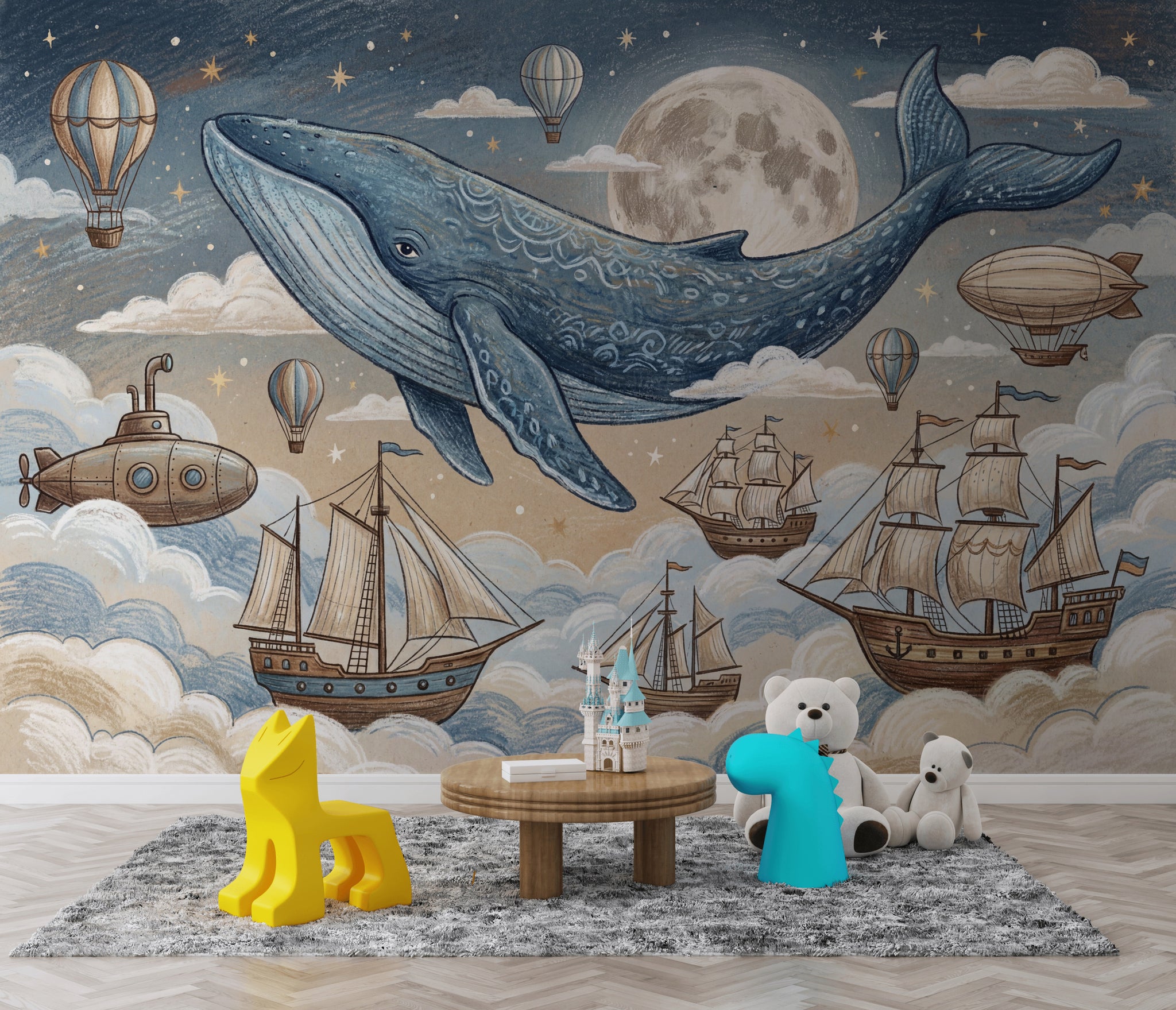 Whale Wallpaper Fantasy Nautical Wall Mural