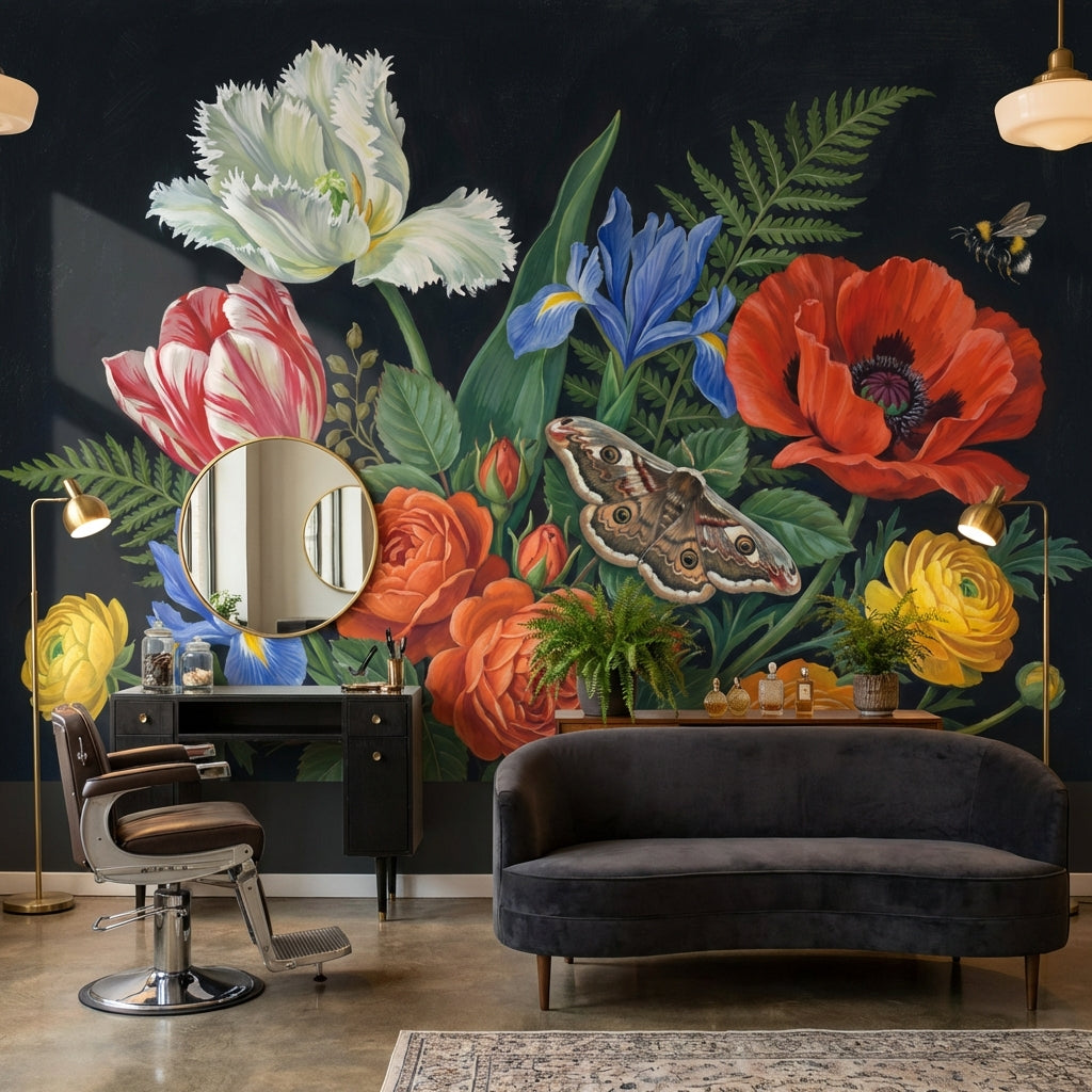 Dark Floral Wallpaper Moody Botanical Romantic Garden Wall Mural