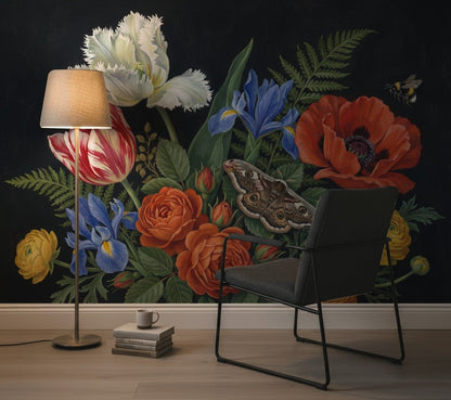 Dark Floral Wallpaper Moody Botanical Romantic Garden Wall Mural