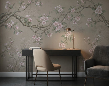 Cherry Blossom Wallpaper Sakura Branches Watercolor Botanical Wall Mural