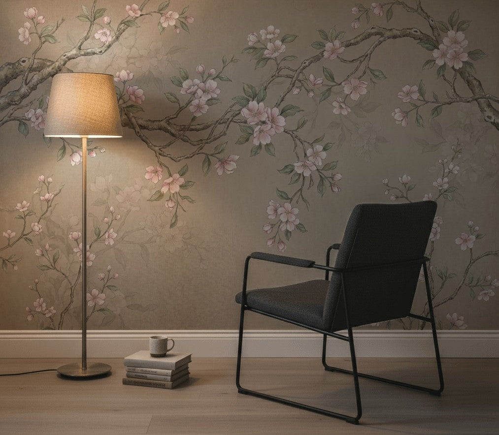 Cherry Blossom Wallpaper Sakura Branches Watercolor Botanical Wall Mural