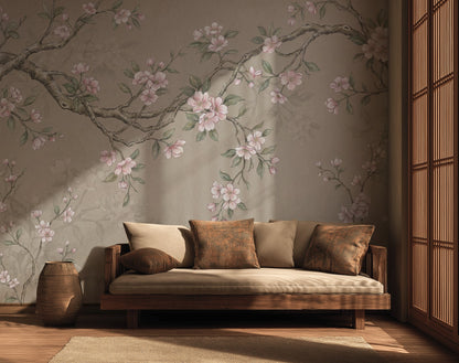 Cherry Blossom Wallpaper Sakura Branches Watercolor Botanical Wall Mural