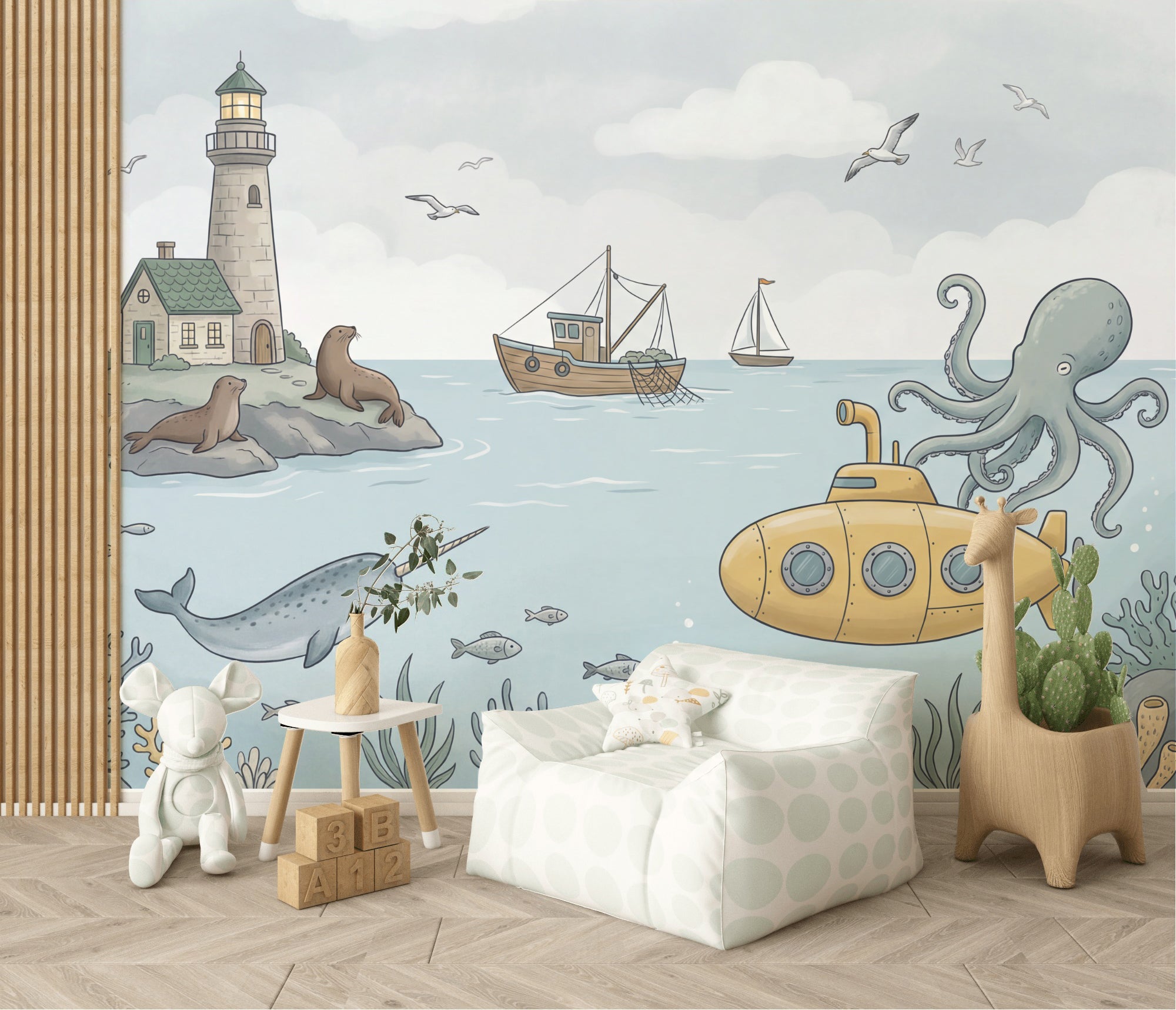 Lighthouse Wallpaper Nautical Underwater Wall Mural