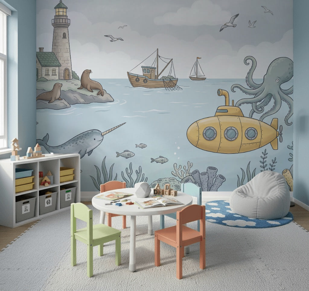 Lighthouse Wallpaper Nautical Underwater Wall Mural