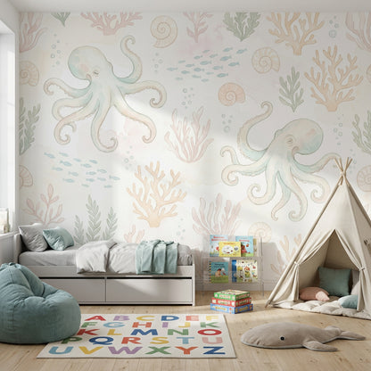 Underwater Wallpaper Octopus Removable Coastal Wall Decor