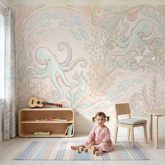 Octopus Wallpaper Underwater Sea Life Removable Wall Decor