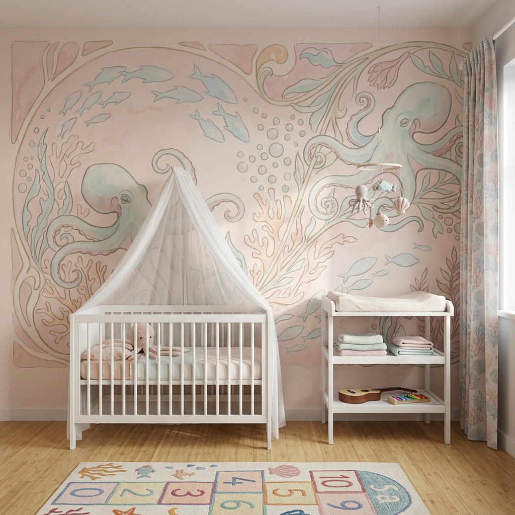 Octopus Wallpaper Underwater Sea Life Removable Wall Decor