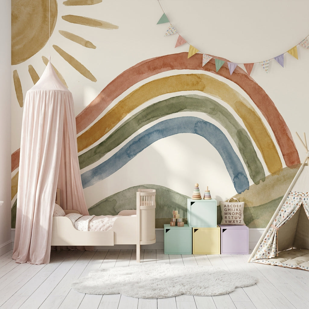 Watercolor Texture Wallpaper Hand Painted Soft Wash Removable Wall Decor