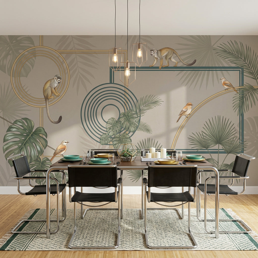 Art Deco Wallpaper Tropical Removable Geometric Frames Wall Decor