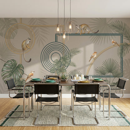 Art Deco Wallpaper Tropical Removable Geometric Frames Wall Decor