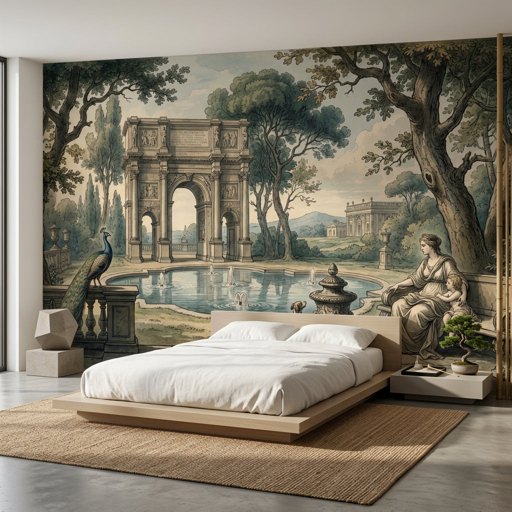 Muted Green Wallpaper Verdant Pastoral Wall Mural