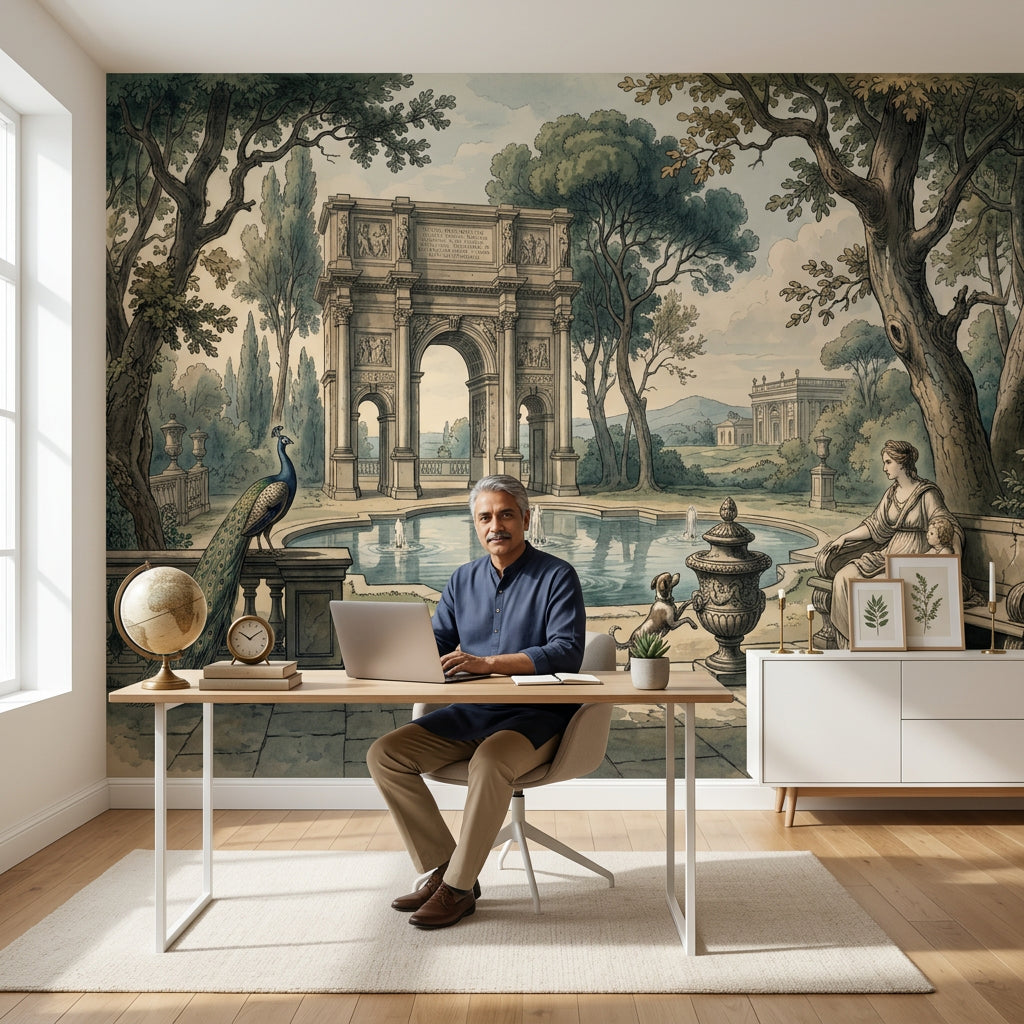 Muted Green Wallpaper Verdant Pastoral Wall Mural