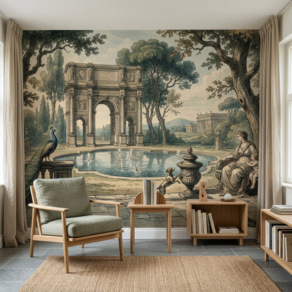 Muted Green Wallpaper Verdant Pastoral Wall Mural