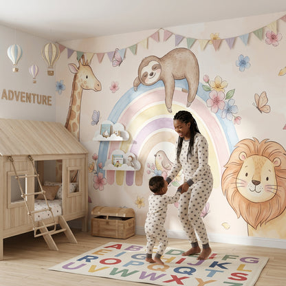 Nursery Wallpaper Pastel Rainbow Wall Mural