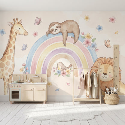 Nursery Wallpaper Pastel Rainbow Wall Mural