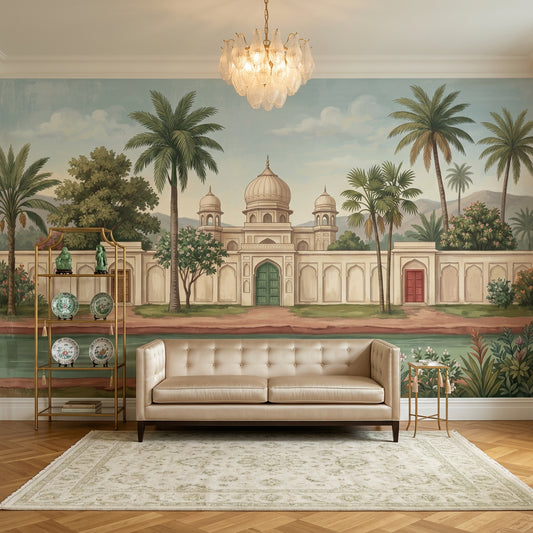 Tropical Landscape Wallpaper Mughal Palace Vintage Mural Removable Wall Decor