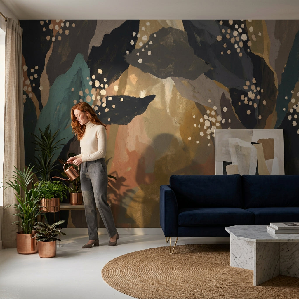 Modern Mural Wallpaper Abstract Earth Tones Removable Wall Decor