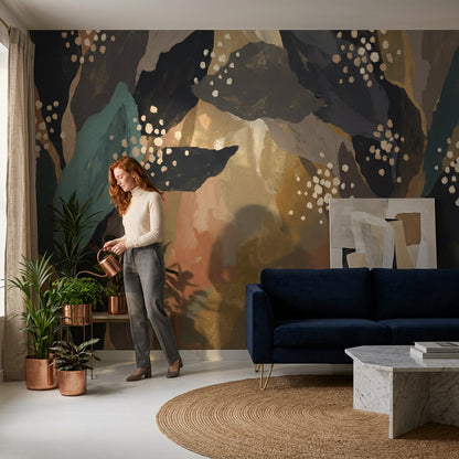Modern Mural Wallpaper Abstract Earth Tones Removable Wall Decor