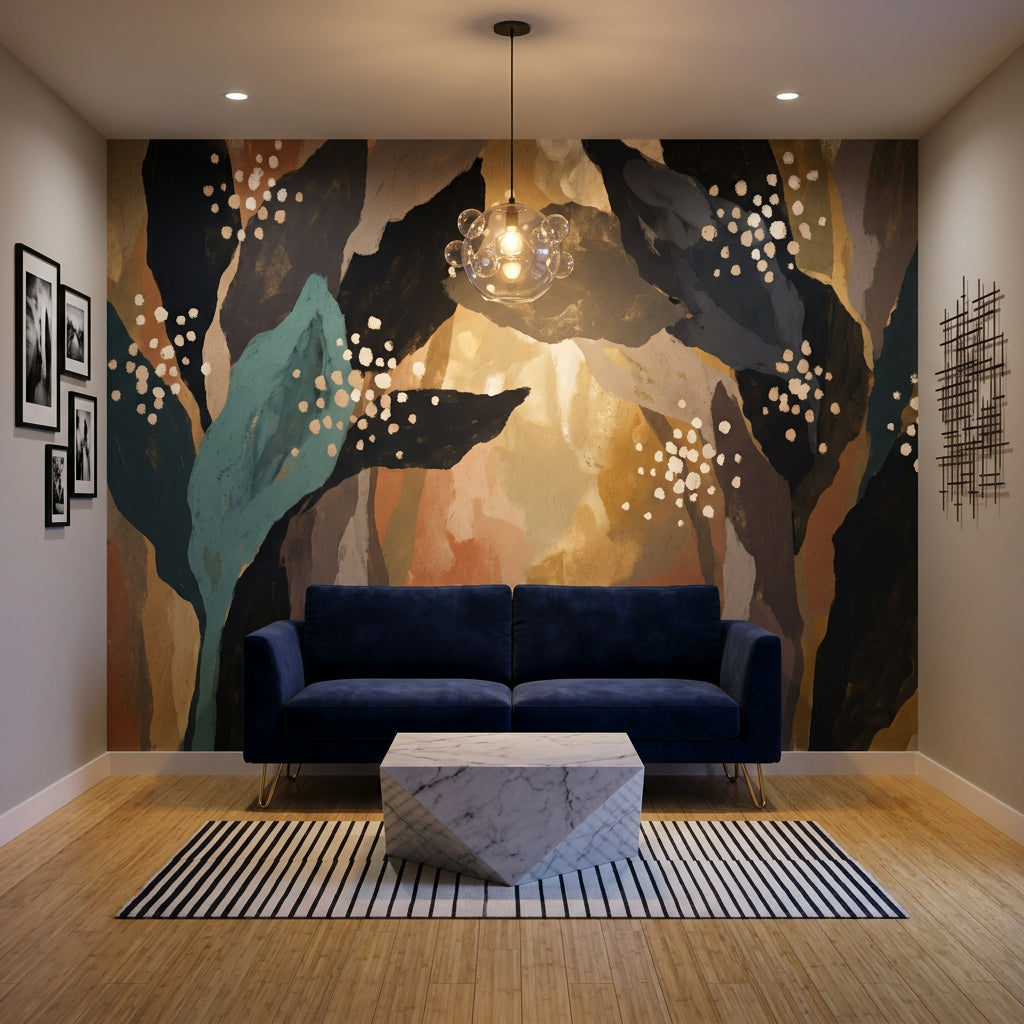 Modern Mural Wallpaper Abstract Earth Tones Removable Wall Decor