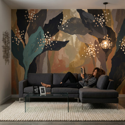 Modern Mural Wallpaper Abstract Earth Tones Removable Wall Decor