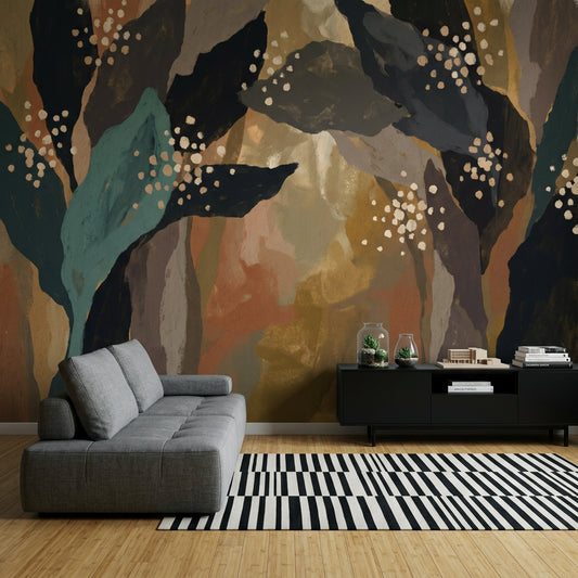 Modern Mural Wallpaper Abstract Earth Tones Removable Wall Decor