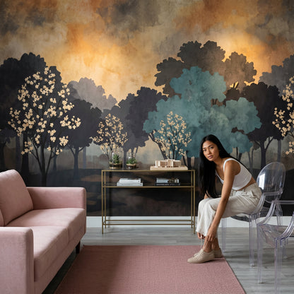 Watercolor Texture Wallpaper Paper Texture Forest Wall Mural