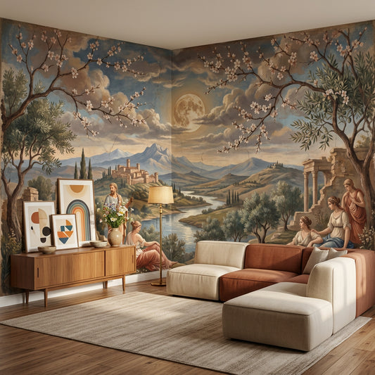 Classical Landscape Wallpaper Greco Roman Figures Ancient Ruins Wall Mural