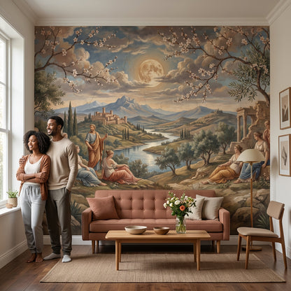 Classical Landscape Wallpaper Greco Roman Figures Ancient Ruins Wall Mural