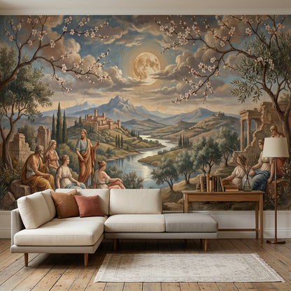 Classical Landscape Wallpaper Greco Roman Figures Ancient Ruins Wall Mural