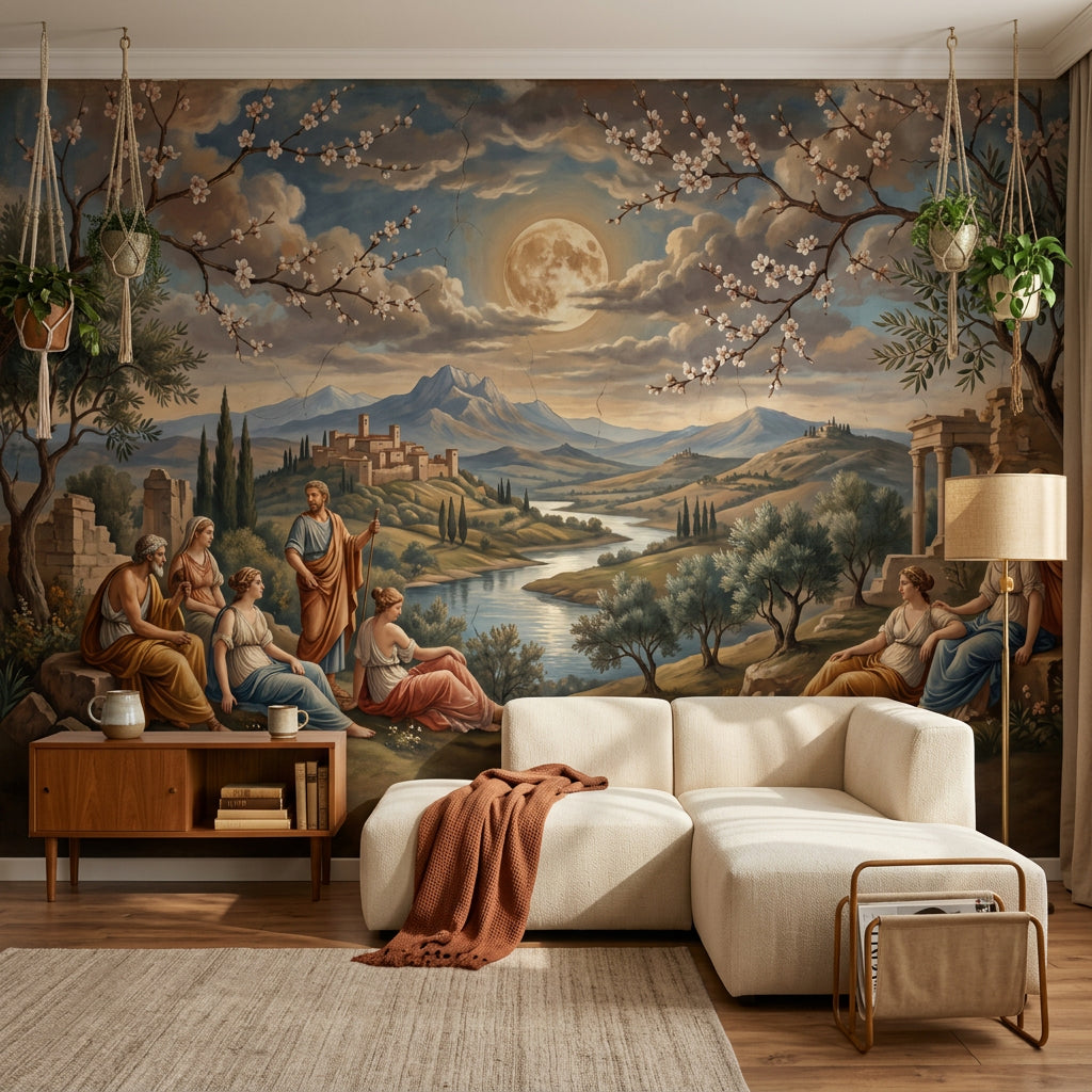 Classical Landscape Wallpaper Greco Roman Figures Ancient Ruins Wall Mural